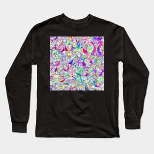 Shiny Colorful Iridescent Marble Pattern Long Sleeve T-Shirt